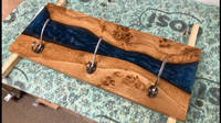 Deep Blue Wood and Resin Coat Rack by Toms Wooddities Thumbnail